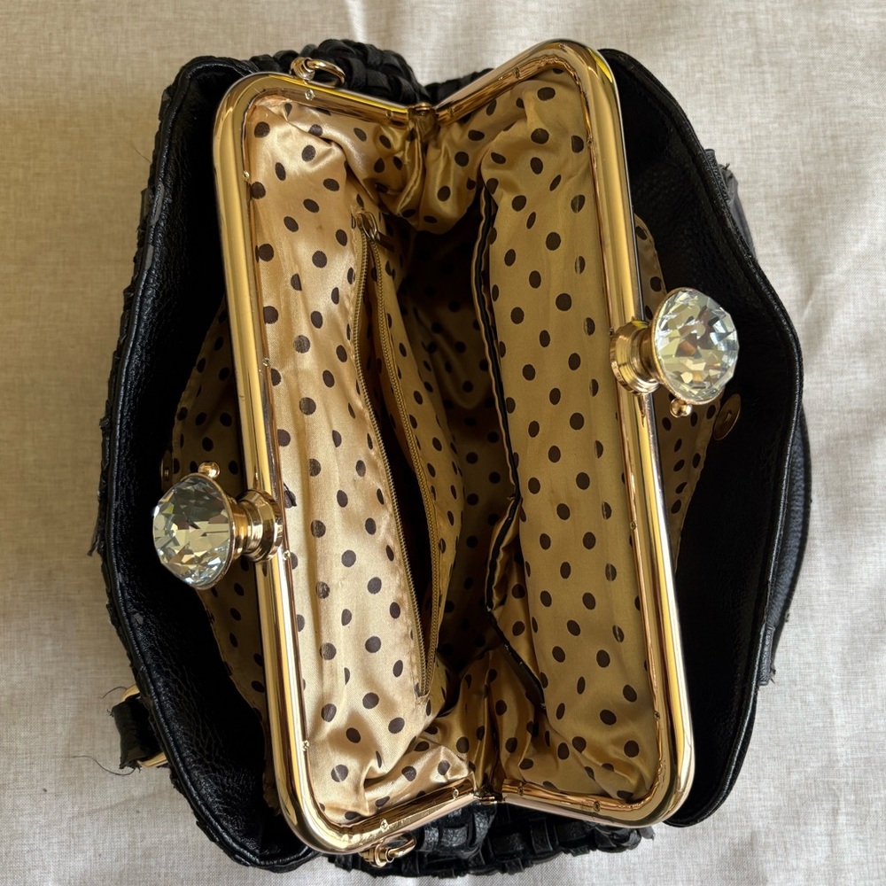 Black and Silver Sparkle with Gold Accent Handbag - Picture 3 of 9